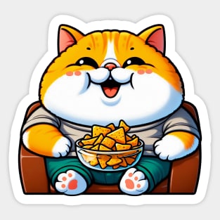 Exotic Shorthaired Cat Couch Potato Nachos Sticker